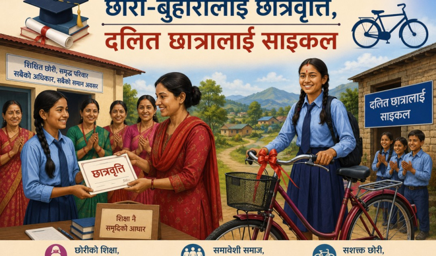 छोरी–बुहारीलाई छात्रवृत्ति, दलित छात्रालाई साइकल