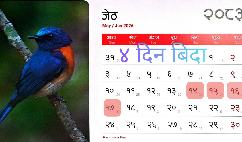 जेठमा लगातार ४ दिन सार्वजनिक बिदा