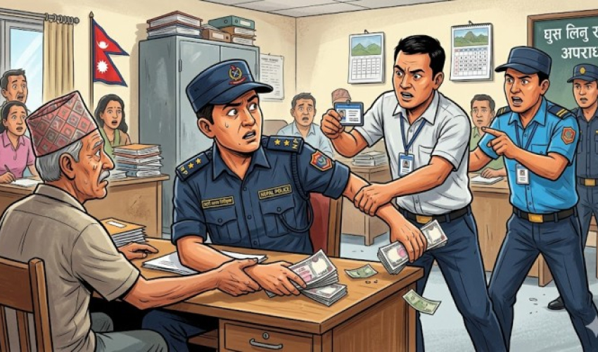 घुस लिँदालिँदै पक्राउ परे प्रहरी नायब निरीक्षक