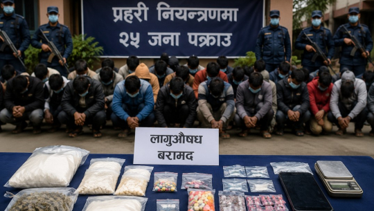 विभिन्न स्थानबाट लागुऔषधसहित २५ जना पक्राउ