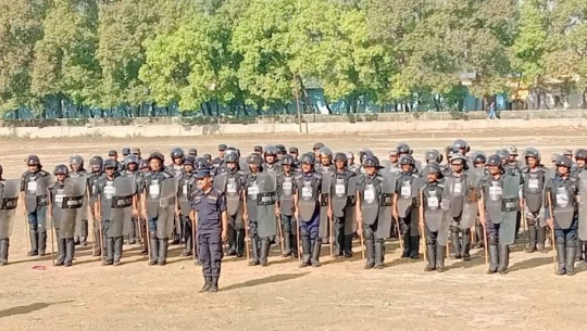 कञ्चनपुरमा नेपाल प्रहरी र सशस्त्र प्रहरीको भिड नियन्त्रण अभ्यास