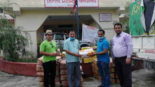 Donation by Rotary Club of Dhangadhi for flood-affected areas