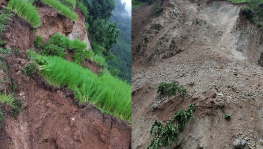 बैतडीको सिगासमा पहिरो जाँदा दुई घरपरिवार विस्थापित