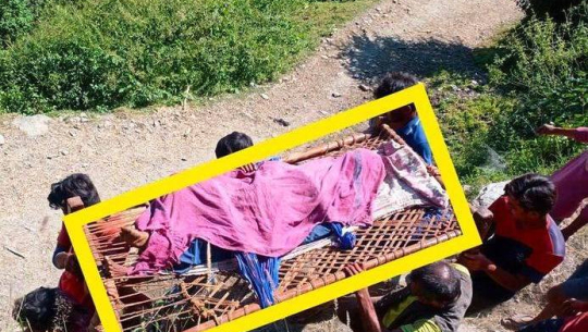 दार्चुलामा भीरबाट लडेर घाइते भएकी झुम्तीदेवीले स्टेचर समेत पाइनन्