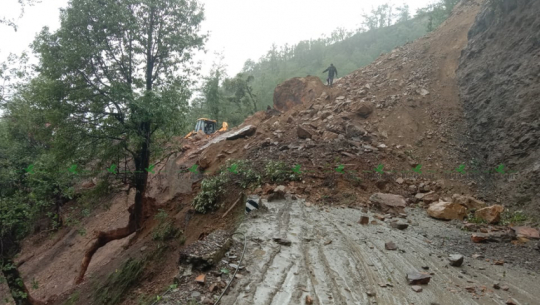 Landslides blocked the Bhimdatta highway
