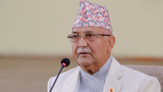 Newly appointed Prime Minister Oli taking oath of office today