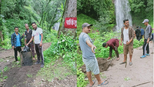 डोटीको छहरा झरनामा सरसफाई
