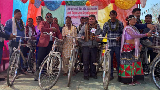 Bicycles distributed to Chiraki in Tikapur