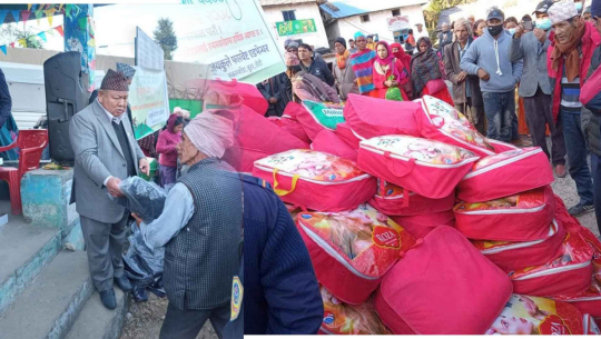 मन्त्री आलेद्वारा डोटीका ७५६ जनालाई न्यानो लुगा वितरण