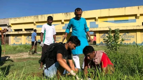 A tree plantation program organized at the Dhangadhi stadium