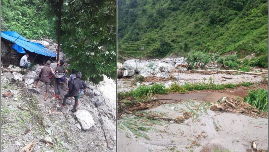 बझाङको बुङ्गलमा बाढी आउँदा लाखौंको क्षति