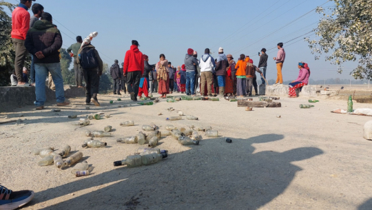 East-West highway blocked