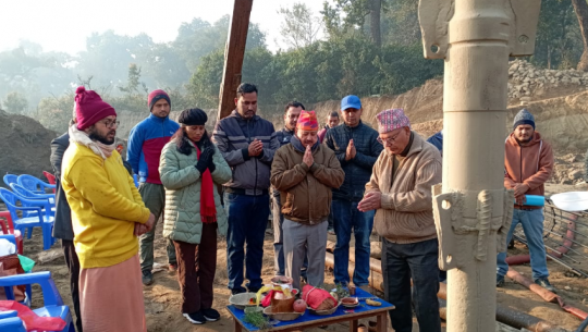 The foundation stone for the construction of RCC Motorable Bridge laid in Kailali