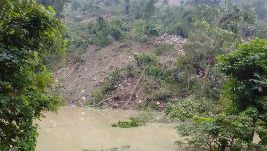 Rivers and streams blocked due to landslide in Chure 