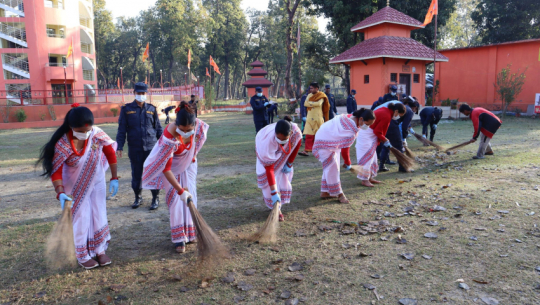 Nepal Police Wives Association Initiates Temple Complex Clean-Up in Celebration of International Women's Day and Mahashivratri