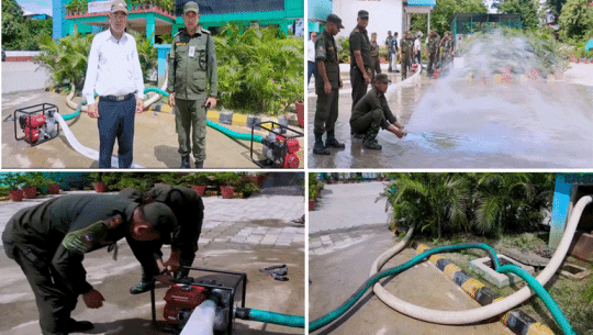 घरभित्र पसेको पानी निकाल्न धनगढीले ल्यायो ‘वाटर पम्प’