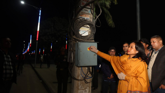 Rope lights installed on inner roads of Dhangadhi