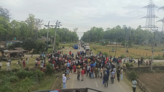 Mahendra highway blocked in Kailali over compensation demand following fatal accident
