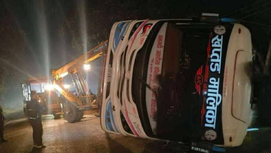 One dead, five injured in bus accident on East-West Highway in Kapilvastu