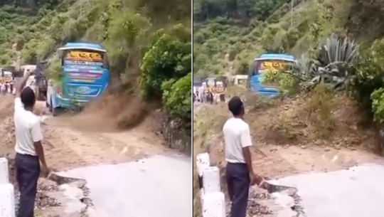 बझाङबाट काठमाण्डौं जाँदै गरेको बस ठूलो दुर्घटनाबाट जोगियो