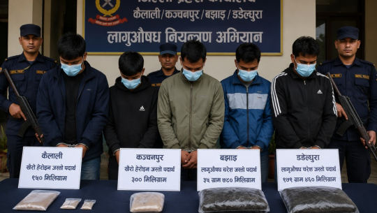 चार जिल्लाबाट लागुऔषधसहित पाँच जना पक्राउ
