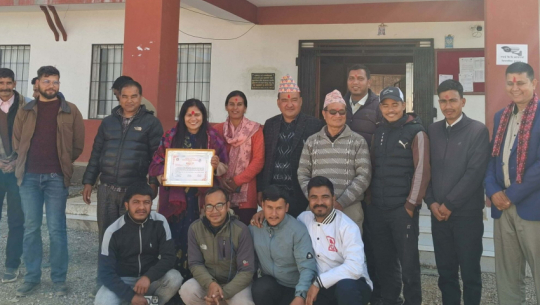 Badikedar rural municipality honors Drishti foundation chair Kalpana Bhatta for social service