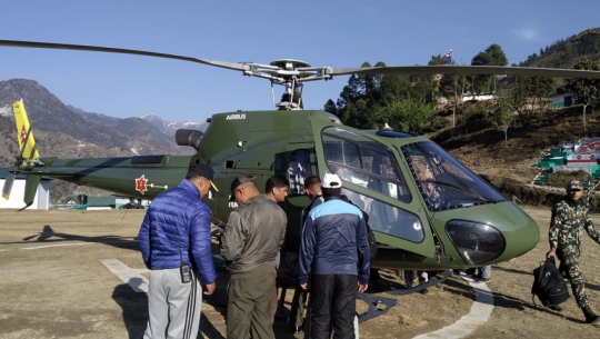 Two years old chartered from Bajura to Nepalgunj for medical assistance