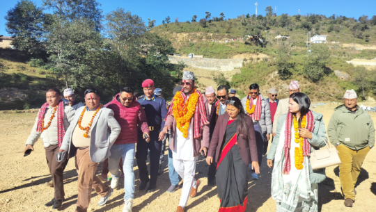 Minister of state Chaudhary inspects kamalbazar airport in Achham