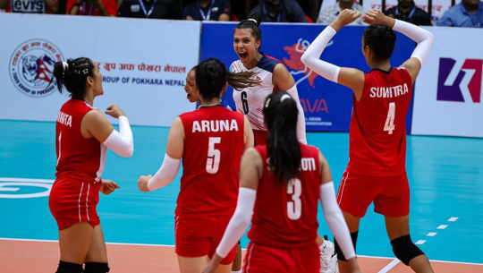 काभा महिला भलिबलको फाइनलको पहिलो सेटमा भारतसँग नेपाल विजयी