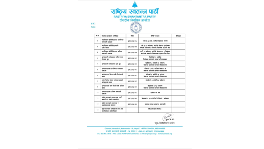 रास्वपाको निर्वाचन तालिका सार्बजनिक