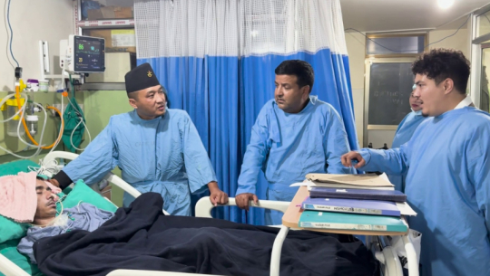 Home Minister Sudhan Gurung visits injured from Gen-z protest