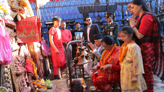 राष्ट्रपति पौडेलद्वारा शक्तिपीठमा पूजाअर्चना