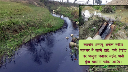 कैलालीको कथ्था उद्योगको रसायनयुक्त ढल सोझै नदीमा