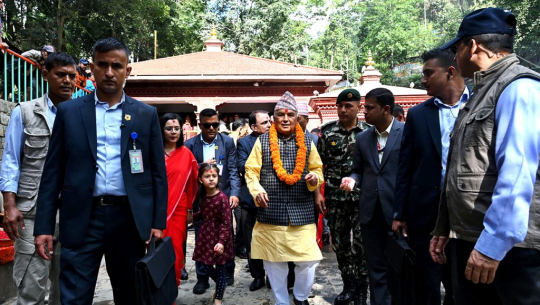 President offers worship at Dakshinkali temple