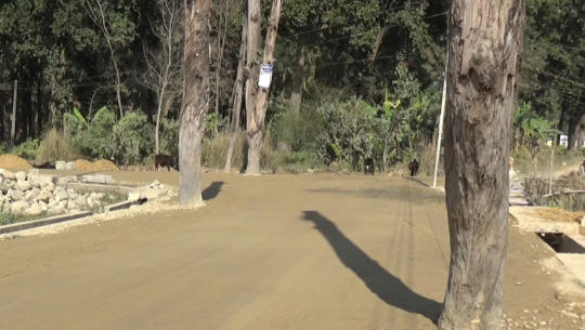 धनगढीमा कालोपत्रे पूरा नगर्दै सडक पास