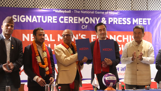 नेपाल पुरुष फ्रेन्चाइजी भलिबल लिगका लागि सम्झौता