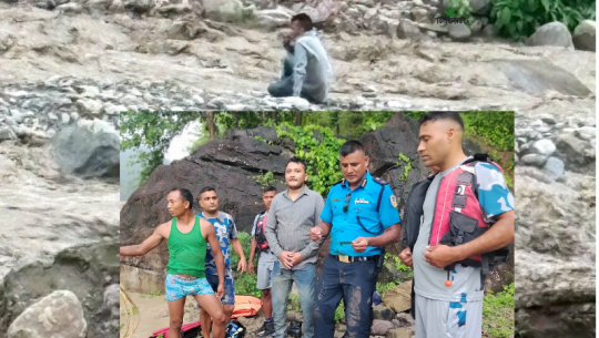 बनभोज खान गएका युवक गोदावरी खोलामा फसे, सकुशल उद्धार