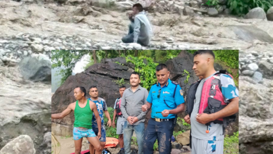 Youth rescued safely after being stranded in Godavari River