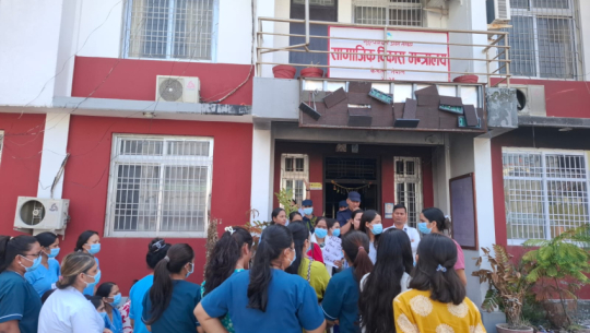 Contractual employees of Seti provincial hospital protest over unpaid allowances