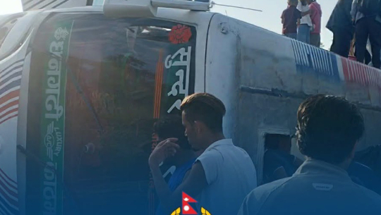 Seven Injured as Kathmandu-Dhangadhi Bus Overturns in West Nawalparasi