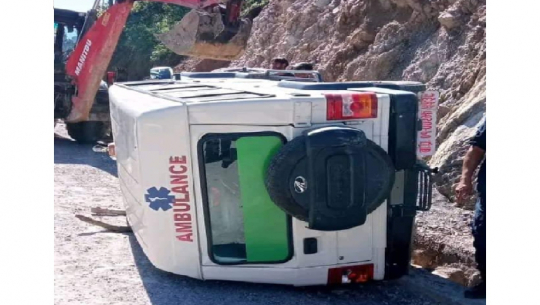 An ambulance meets with an accident while being used for personal chores in Doti