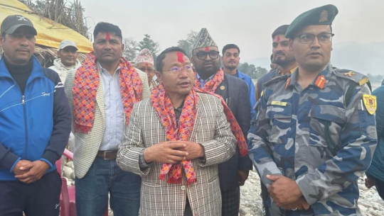 Barshaman Pun inspects armed police force BOP in Dadeldhura