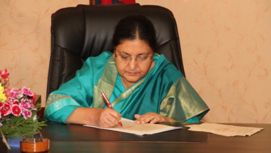 President Bhandari holding discussion with top leaders today
