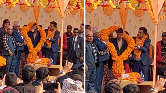 डडेल्धुरामा प्रधानमन्त्री देउवालाई ३२ किलोको माला !