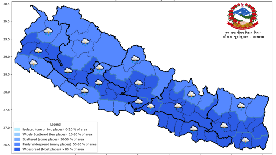 मनसुन सक्रियः केही क्षेत्रमा भारीदेखि अति भारी वर्षाको सम्भावना, सतर्कता अपनाउन आग्रह