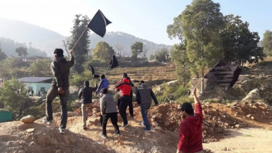 Lekhraj Bhatta shown a black flag in Doti