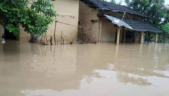 कैलालीको लिक्मा र कटैनी नदिको बाढीले गाउँ नै डुबान