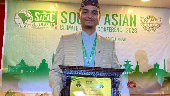 SPA College Student Samuel Neupane Receives International Everest Climate Action Award for Environmental Leadership