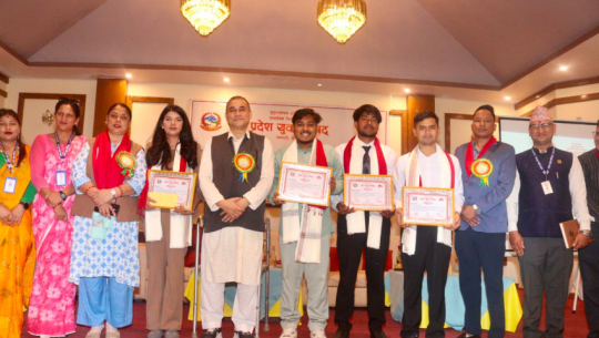 Four young scientists honored by Chief Minister Kamal Bahadur Shah in Dhangadhi