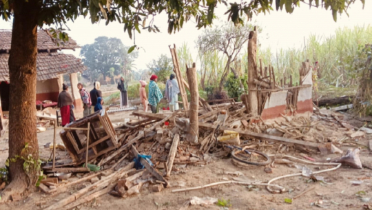 Elephants wreak havoc, Destroy houses in Kanchanpur's laljhadi